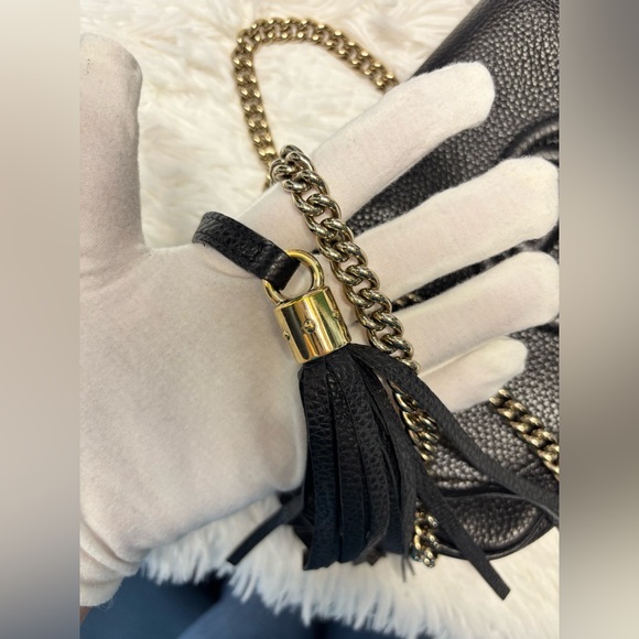 ❤️ Gucci Soho Flap Black Leather Bag A1229M226 - Picture 9 of 16